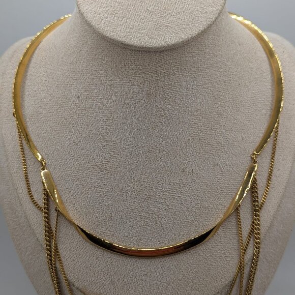Stella and Dot Gold Tone Layering Statement Necklace Choker - Picture 2 of 5